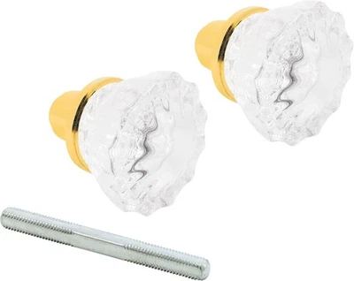 Perillas de puerta de vidrio estriado estilo mortaja Prime-Line E 28316 - enchapadas en latón Foto 1 de 4