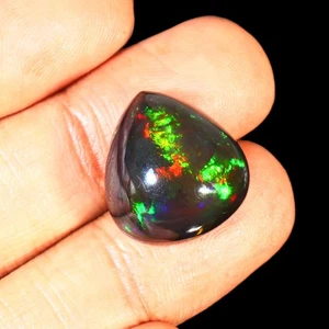 Natürlicher Äthiopischer Schwarzopal Birne Cabochon Multicolor Feueropal Stein 19x17x13mm - Bild 1 von 7