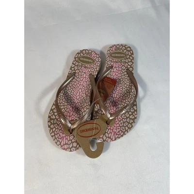 Havaianas Zapatos Mujer Talla 6 Chanclas Sandalias Metálicas Leopardo Brasil Foto 1 de 4