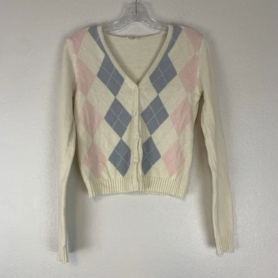 Brandy Melville John Galt Sweater Womens One Size Argyle Preppy Academia Twee - Image 1 of 4