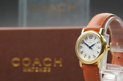 New Batt Near MINT BOXED ] COACH W005 Gold Bezel White Dial 25mm Quartz Watch - image 1 of 4