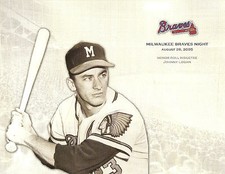 Johnny Logan Milwaukee Braves Night Tribute Sheet August 26, 2005 SGA