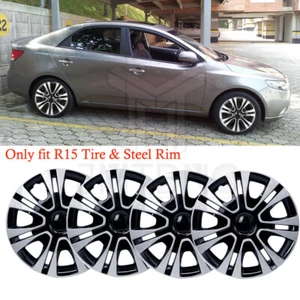 Set of 4 For Kia Forte 15" Wheel Covers Full Rim Snap On Hub Caps Replacement - Picture 1 of 12