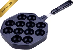 Japanese Takoyaki Pan, 12 Holes, Aluminum Nonstick Maker - Picture 1 of 12
