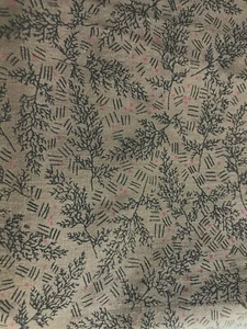 2021-129 tela - marrón y helecho blanco estampado - 1,5 yardas x 44 pulgadas - fábrica - algodón edredón - Imagen 1 de 2