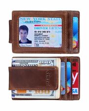Money Clip, Leather RFID Blocking Strong Magnet thin Wallet