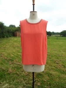 Embellished Coral Beaded Neck Sleeveless Crossover Back Top DP UK 20 BNWT RP £28 - Picture 1 of 4