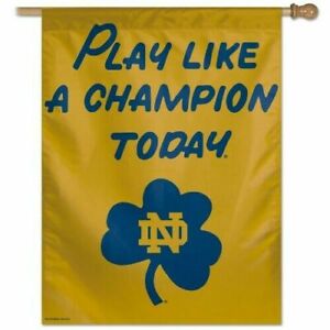 NOTRE DAME FIGHTING IRISH PLAY LIKE A CHAMPION TODAY 28"X40" HOUSE FLAG BANNER