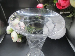 SLENDER VINTAGE CRYSTAL TRUMPET SHAPE VASE - Picture 1 of 13