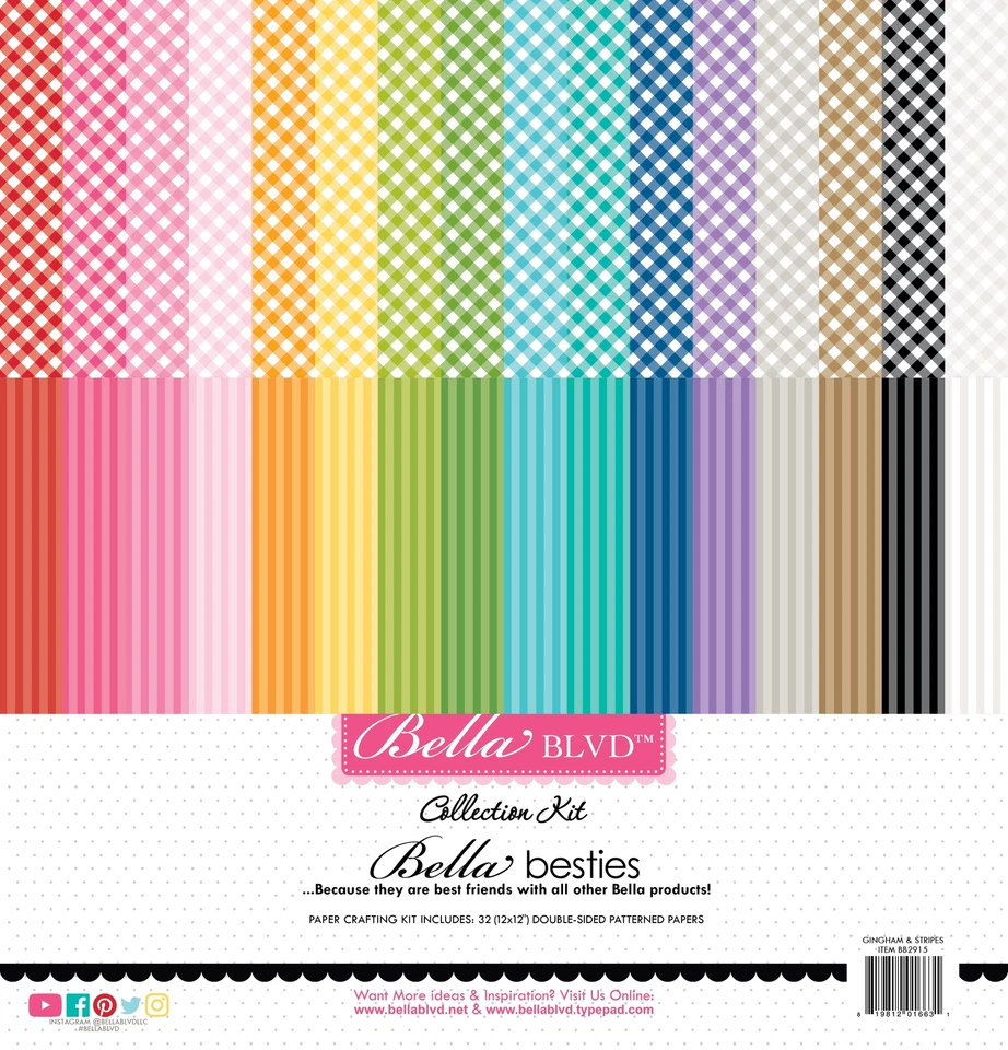 Bella Blvd Besties Collection Kit 12"X12"-Gingham & Stripes Rainbow (Pack of 1) - Image 1 of 1