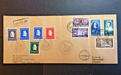 BroadviewStamps Air mail KLM cover, Netherlands to South Africa.  Folded. Rare. - Image 1 of 4