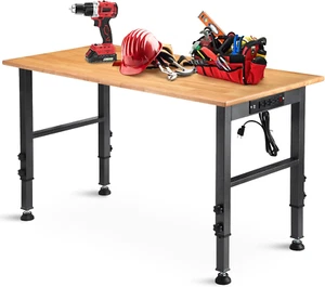 48 "Adjustable Workbench with Power Outlet, Heavy Duty 2000 LBS Load Capacity Ha - Picture 1 of 7