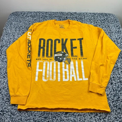 Champion Toledo Rockets Football Shirt Adult Medium Yellow Crew Neck NCAA Cover