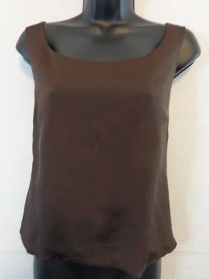 Blusa para mujer Lafayette 148 6 marrón seda camiseta sin mangas forrada concha Foto 1 de 4