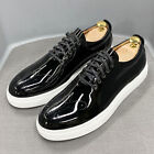 Mens Shoes Patent Leather Lace Up Comfortable Flat Oxford Shoes for Men Sneaker