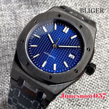 Bliger 41MM Sterile Black Dial Luminous Japan NH35A Automatic Watch Steel Strap