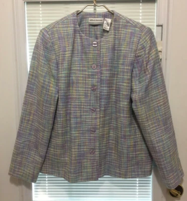 Куртка на пуговицах Alfred Dunner Petite женская размер 6P фиолетовая твидовая RN #19232 - Изображение 1 из 4