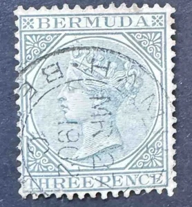 Bermuda - QV - 1883/84 3d grey - ULH - SG28 - Picture 1 of 2