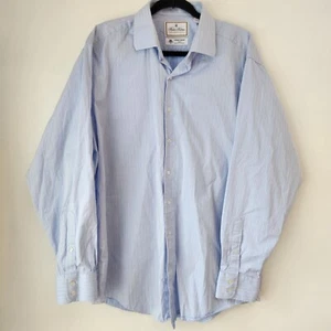 Camicia Brooks Brothers con bottoni blu a righe Thomas Mason Madison vestibilità 17/36 - Foto 1 di 8
