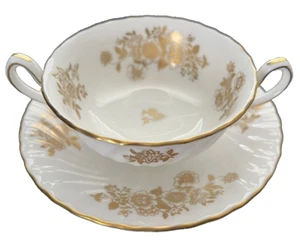 Minton modello "Audley" ~~ 8 zuppe crema ~~ Fine Bone China in oro e bianco - Foto 1 di 7