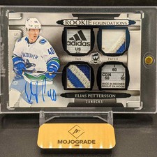 Elias Pettersson 2018-19 Upper Deck Cup Foundations Rookie RC Tag Patch Auto 1/1
