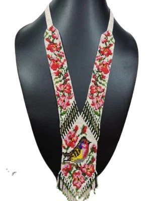 NUEVO Collar Hecho a Mano Turquesa Cuentas Largas Boho Semilla Cuentas Borla Hecho a Mano Foto 1 de 2