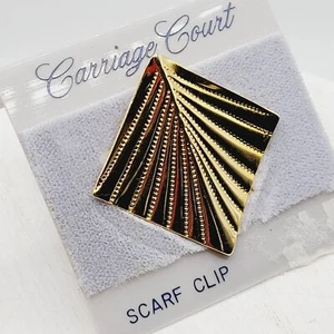 Vintage Carriage Court Scarf Clip Gold Tone Diamond Shape Minimalist Simple NEW - Picture 1 of 3