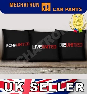CUSHION COVER BORN & LIVE & DIE UNITED X3 SET  (43 x 43 cm) - Picture 1 of 3