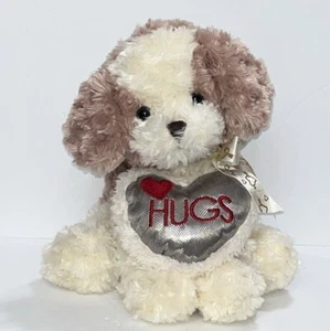 Dan Dee Collectors Choice Valentine Hund Plüsch braun weiß 12 Zoll Herzumarmung Spielzeug EUC - Bild 1 von 8