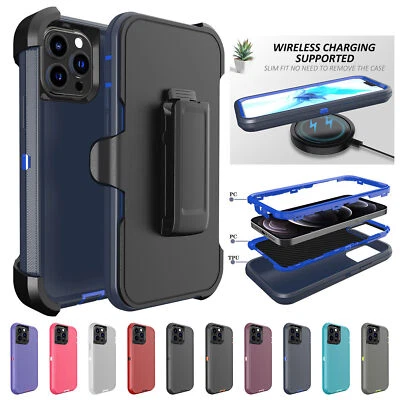 For Apple iPhone 14 Pro Max 11 12 13 Pro XS XR 7 8 SE Shockproof Blet Clip Case - Image 1 of 4