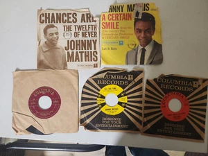 (5) 45 RPM Record Johnny Mathis Chances Are Someone All The Time Smile Wonderful - Picture 1 of 21