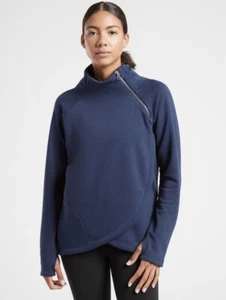 Athleta asymmetrical fleece lined cowl neck pullover sweatshirt size LP athletic - Picture 1 of 7