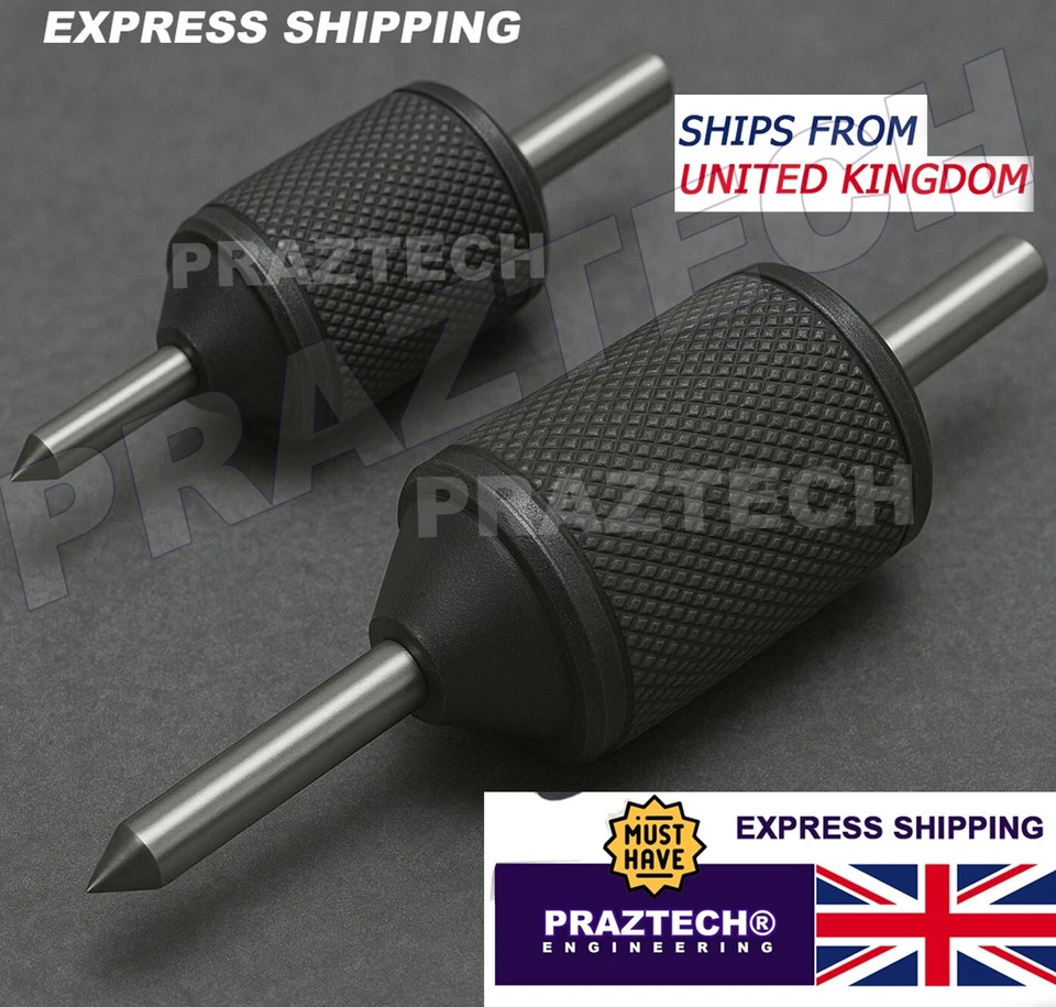 PRAZTECH Set of 2 Universal Transfer Centre Aligner - Center Punch Hardened Pin Workshop