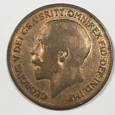 1917 Reino Unido 1 centavo - George V - Bom (F) KM#810 limpo - 6570 - Imagem 1 de 3