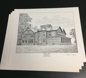 Lithographs, Presidential Homes (4 Signed by S. Kiefer), (Intl. Archives Ltd.) - Picture 1 of 5
