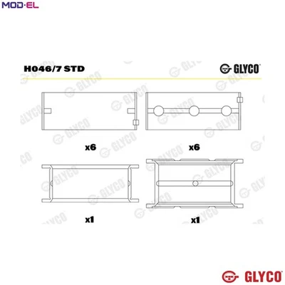 CRANKSHAFT BEARING H046/7 STD STD FOR B6304T2/6304T4/6304T5/6304T3 3.0L 6cyl - Image 1 of 4