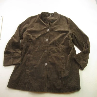 Chaqueta J Jill Mujer XL Manga Larga Botón Frontal Exterior Bolsillos Marrón Foto 1 de 4