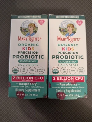 Probiótico líquido orgánico Mary Ruth's para niños paquete de 2 - 0,5 fl oz cada uno EXP 11/25 Foto 1 de 4