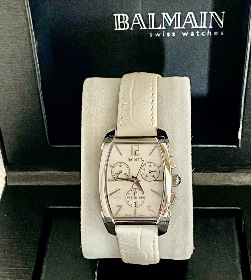 Balmain 手表-珍珠母-3 计数器和日期-不锈钢/皮革表带 — 第 1/4 张图片