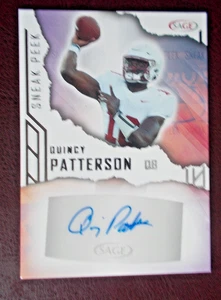 2023 Sage Quincy Patterson Temple Sneak Peek handsignierte #SPA-QP Football Karte - Bild 1 von 2