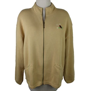 Lighthouse Apparel Jacke hellbraun Damen Gr. L durchgehender Reißverschluss rot Kardinal Vogel Stickerei - Bild 1 von 9
