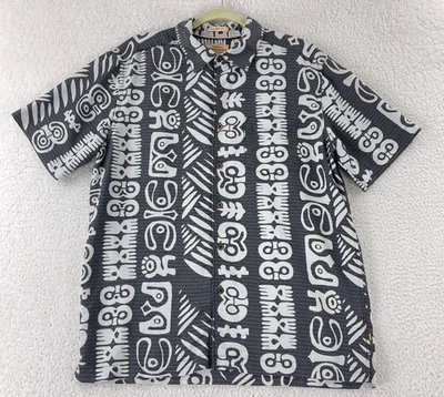Quiksilver Waterman Button-Up Shirt Mens Small Gray Comfort Fit Hawaiian Casual - Image 1 of 4