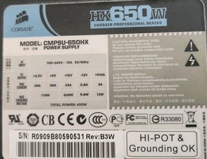 Corsair HX650W Power Supply, Power Plug or Additiol Wires - Bild 1 von 5