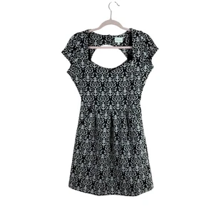 NWOT ANTHROPOLOGIE DELETTA womens S black gray knit cap sleeve fit flare dress - Picture 1 of 4