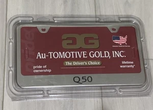 INFINITI Q50 License Plate Frame Stainless Steel Silver Automotive Gold - Foto 1 di 2