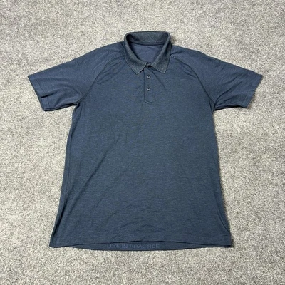 Camisa Polo Lululemon Para Hombre Mediana Azul Marino Rendimiento Golf Ligera Elastizada Foto 1 de 4