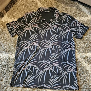 Travis Matthew Polo Shirt Mens Size XL Black Floral Print Golf Stretch Preppy - Picture 1 of 9