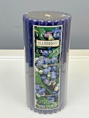 Yankee Candle BLUEBERRY 6" Pillar Candle Ribbed New Sealed NOS - Image 1 of 4