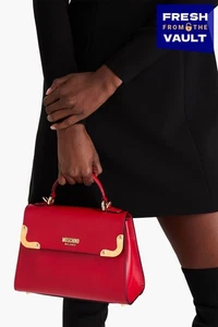 RRP€828 MOSCHINO COUTURE! Leather Satchel Bag Logo Metal Trim Detachable Strap - Picture 1 of 8