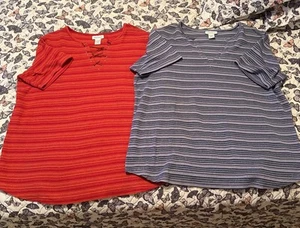 Camisetas de punto a rayas Avenue talla grande 18/20 Juego de 2 Bonitos! - Imagen 1 de 6